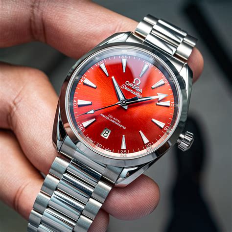 omega red dial|omega aqua terra price.